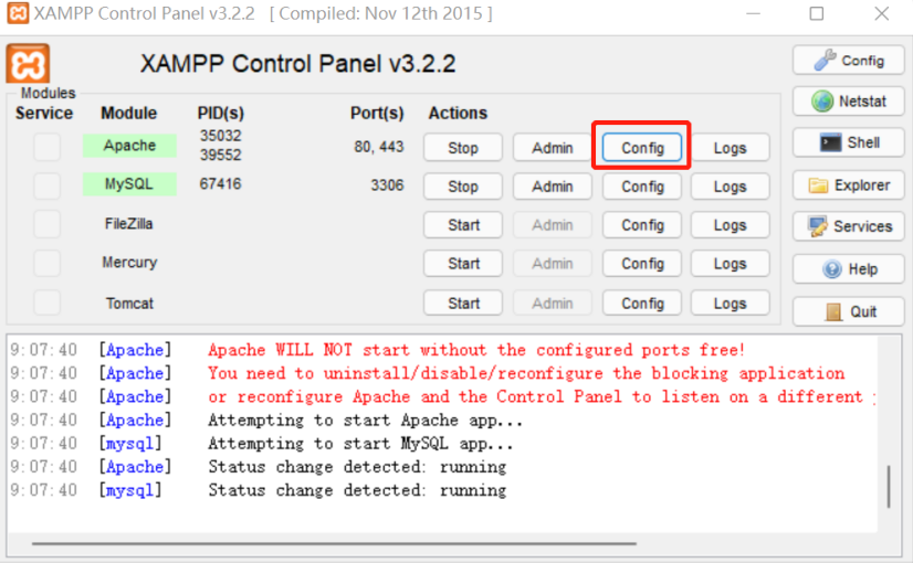 Xampp安装配置环境教程及相关问题解决